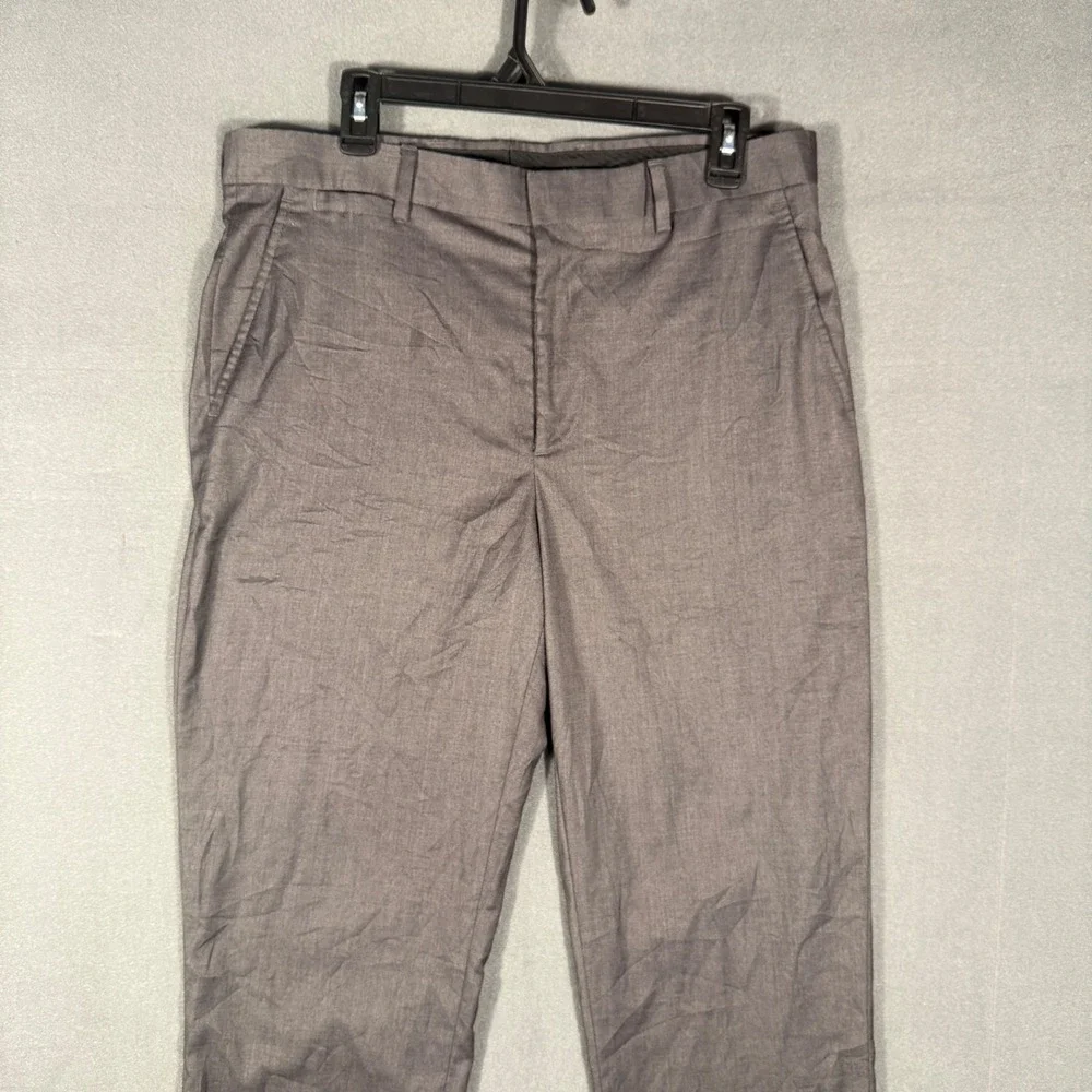 J.Ferrar Dress Pants Mens 36x32 Grey Slim Fit Flat Front Trouser Business Casual